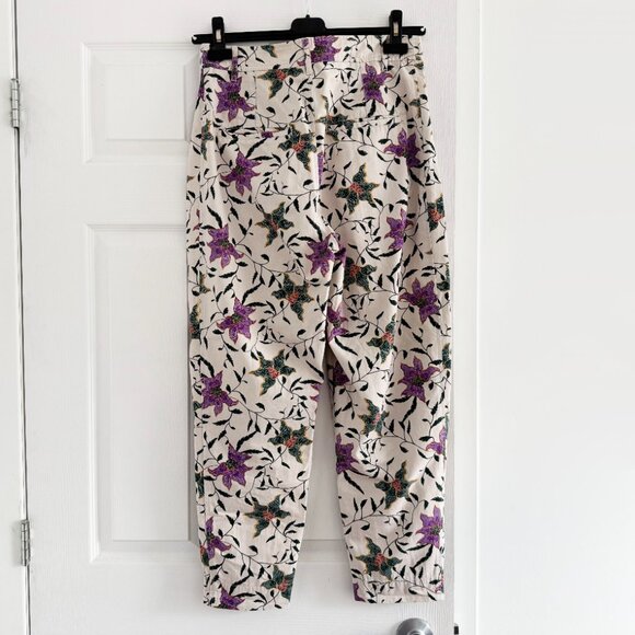 Isabel Marant "Gubaia" floral-print cropped tapered cotton trousers, size 36 - Picture 11 of 13